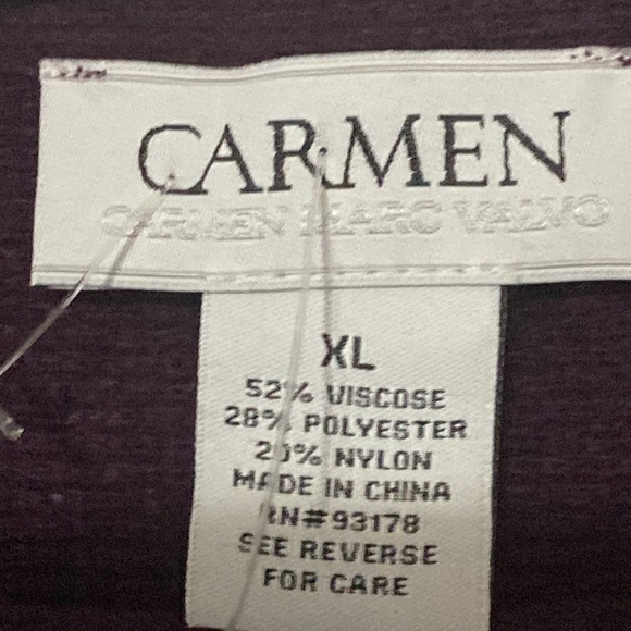 NWT CARMAN MARC VALVO WO SIZE XL EGGPLANT COLOR SWEATER GOLD CRISS CROSS ACCENTS - Picture 3 of 12